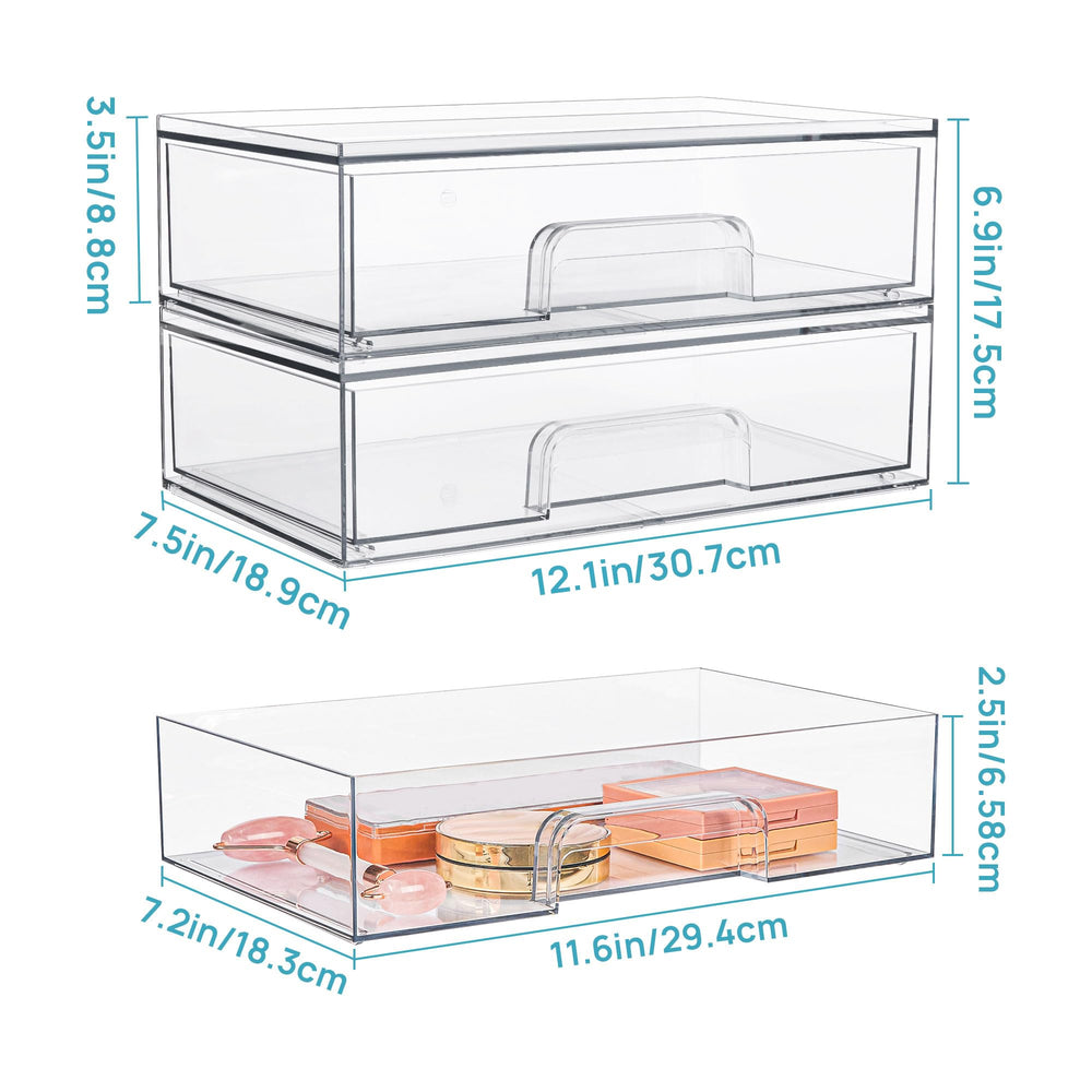 Vtopmart vanity bathroom cabinet organization shown with transparent storage.