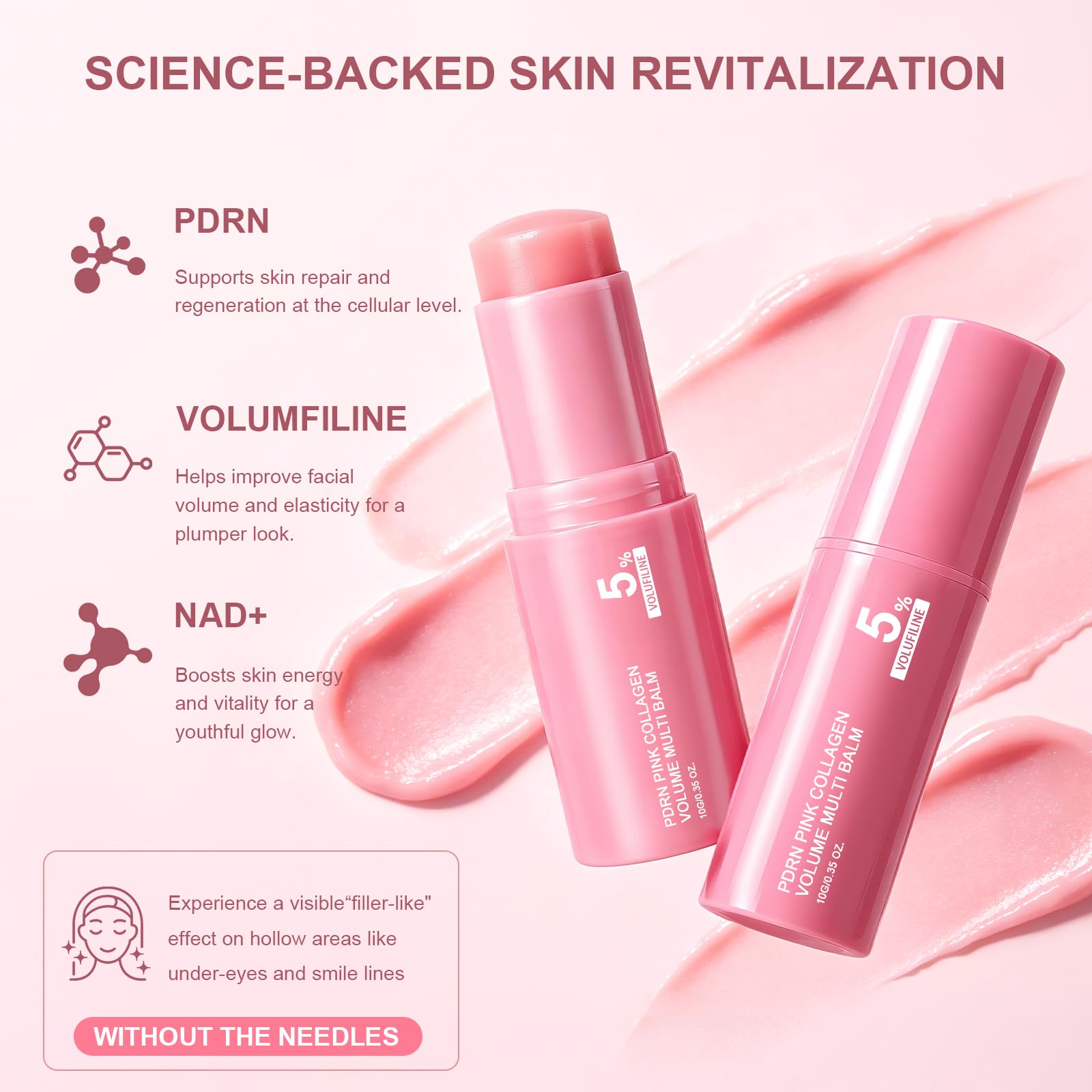 Vult PDRN on lips illustrating immediate moisturizing and plumping