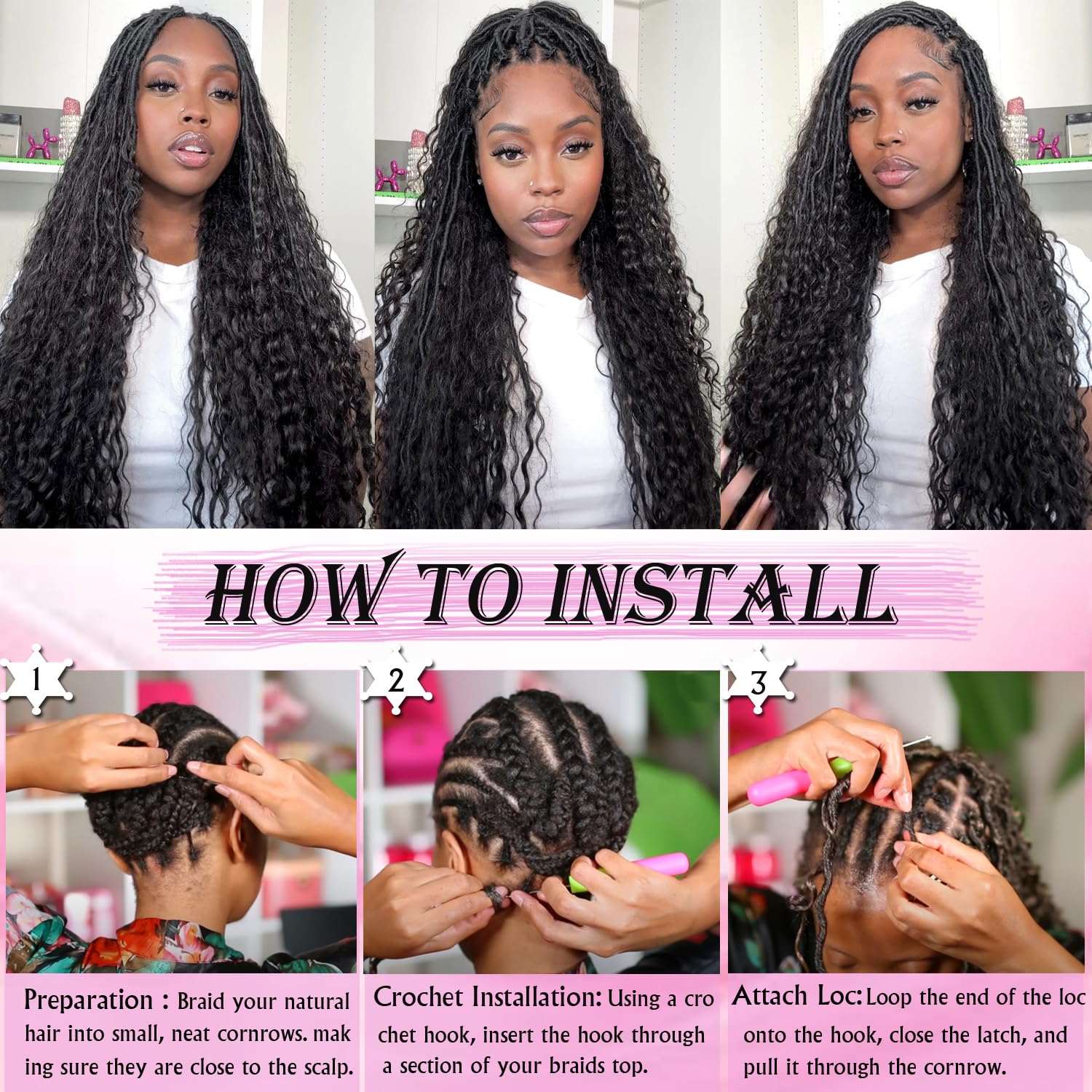 VustBeauty Goddess Locs diy easy-application example