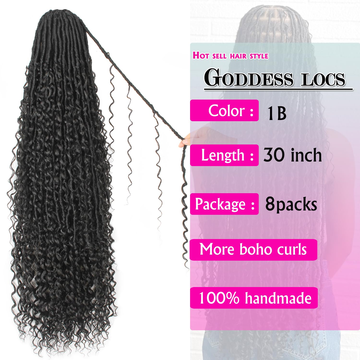 VustBeauty Goddess Locs pre-looped installation close-up