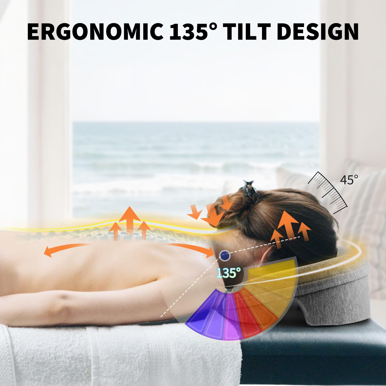 VVB Face Down Pillow Headrest on a bed for prone therapy applications.