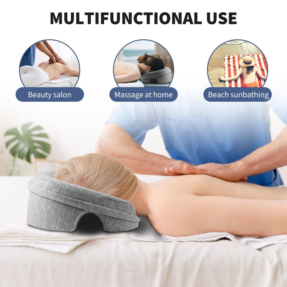 VVB Face Down Pillow Headrest kit includes disposable covers and accessories for hygiene.