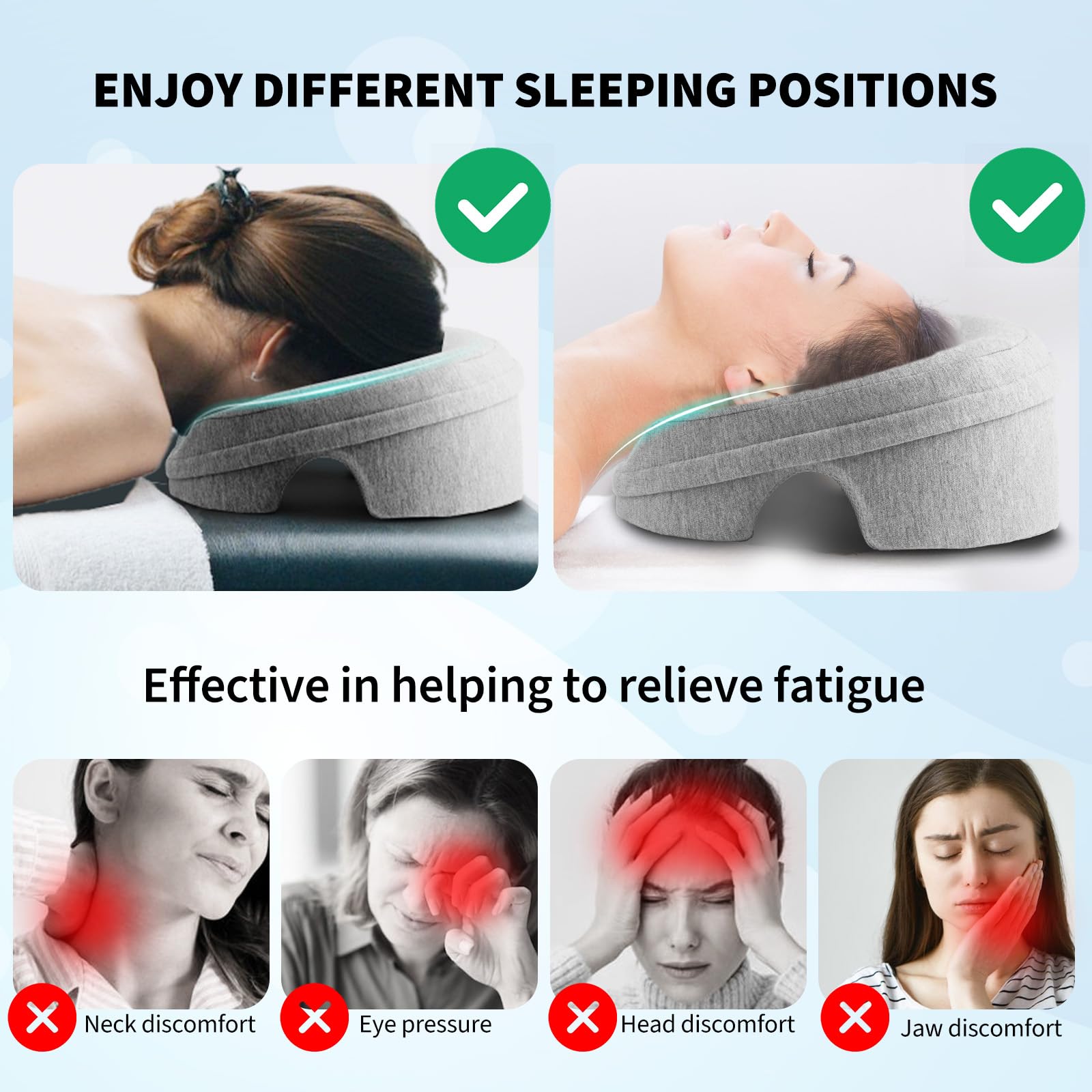 VVB Face Down Pillow Headrest removable cover simplifies cleaning and care.