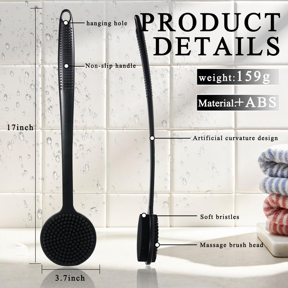 VWMYQ silicone back scrubber close-up highlights quick-dry, odorless material for everyday use.