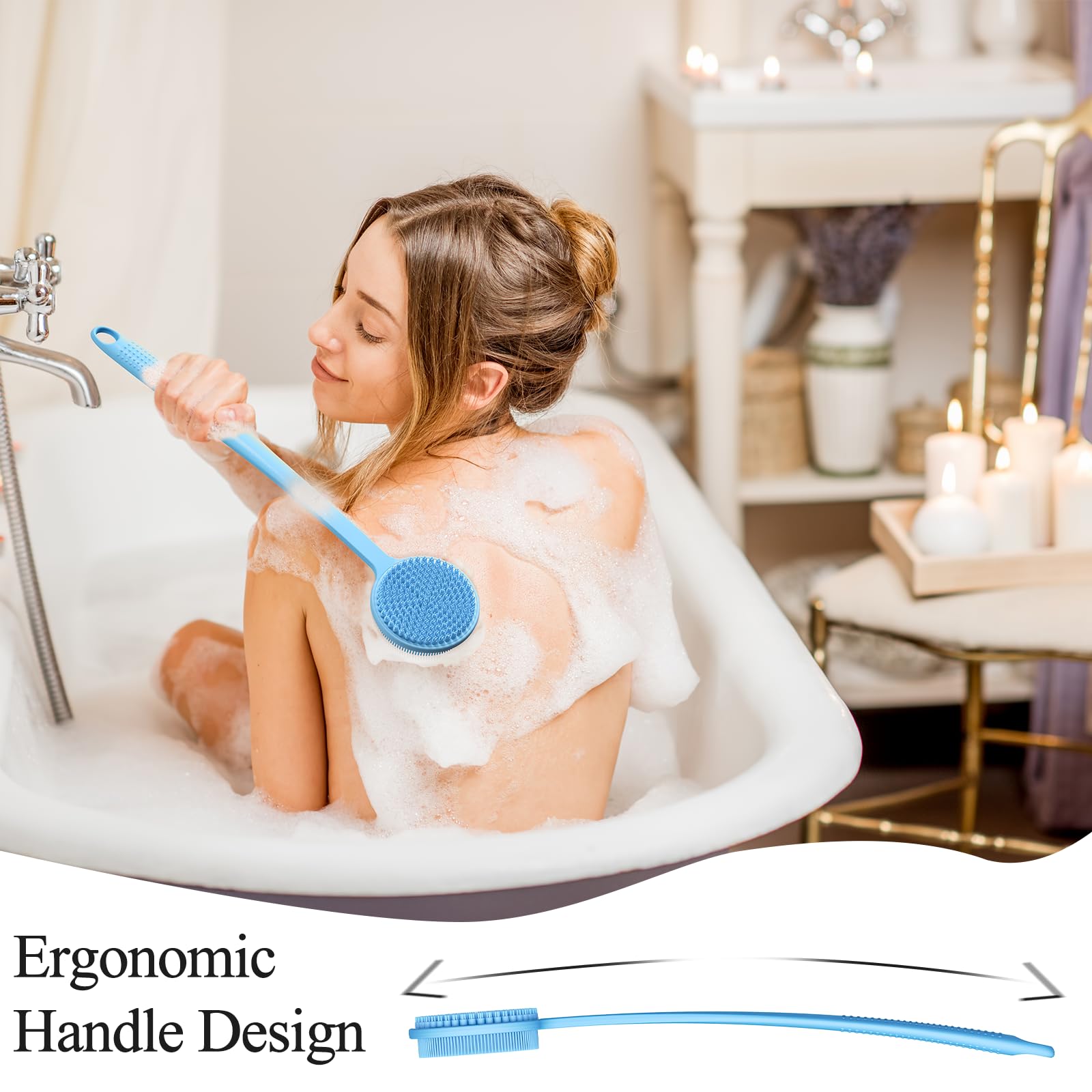 VWMYQ silicone bristle head produces rich foam during showers