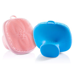 VWMYQ silicone face scrubber two-pack in blue and pink for daily cleansing