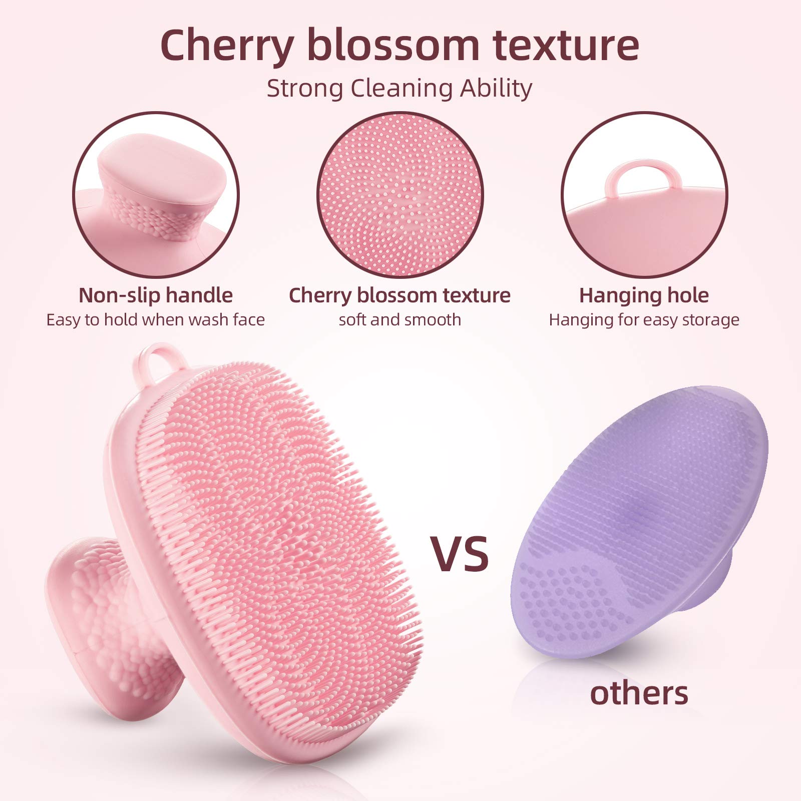 VWMYQ silicone face scrubber ergonomic handle offers secure grip during massage