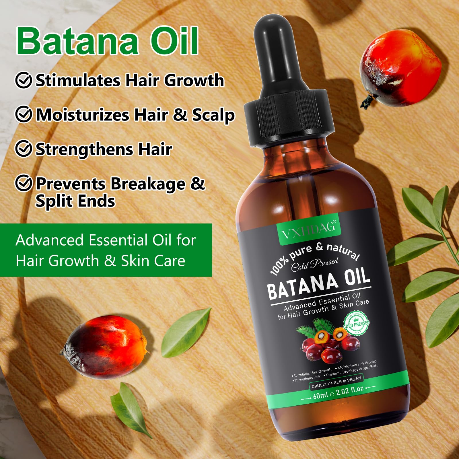 Person massaging VXHDAG Batana oil into scalp to hydrate and improve texture