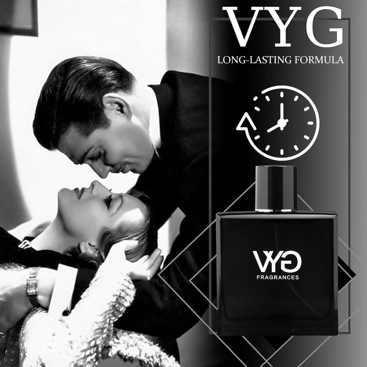 VYG Pheromone Cologne label-closeup highlights the premium branding for a touch of luxury.