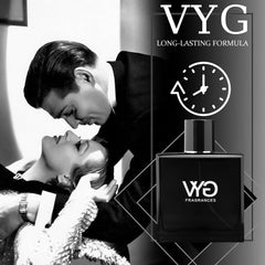 VYG Pheromone Cologne label-closeup highlights the premium branding for a touch of luxury.