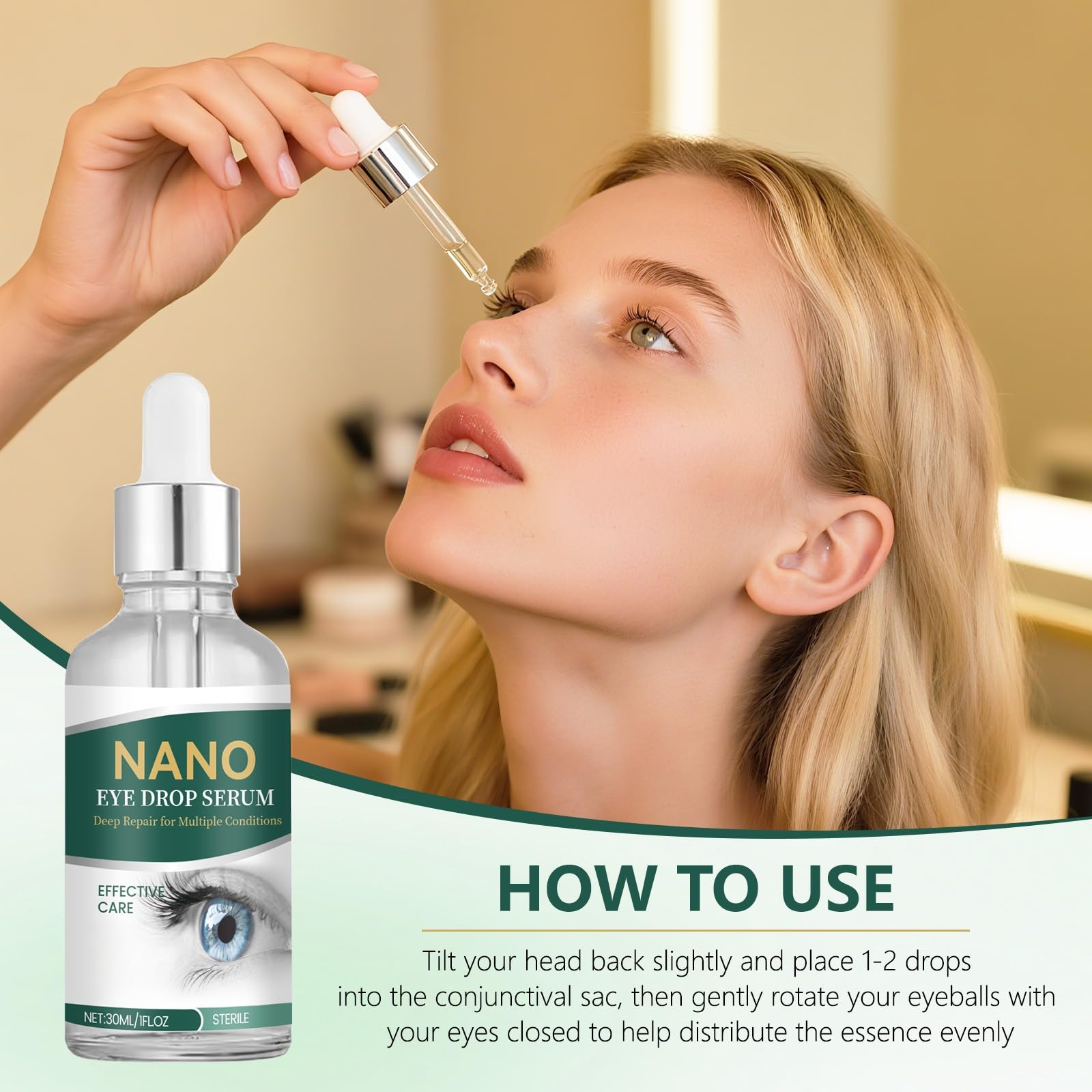 VYIUNKTE Nano Drop Serum lutein-benefit visual suggests antioxidant support for daily comfort.