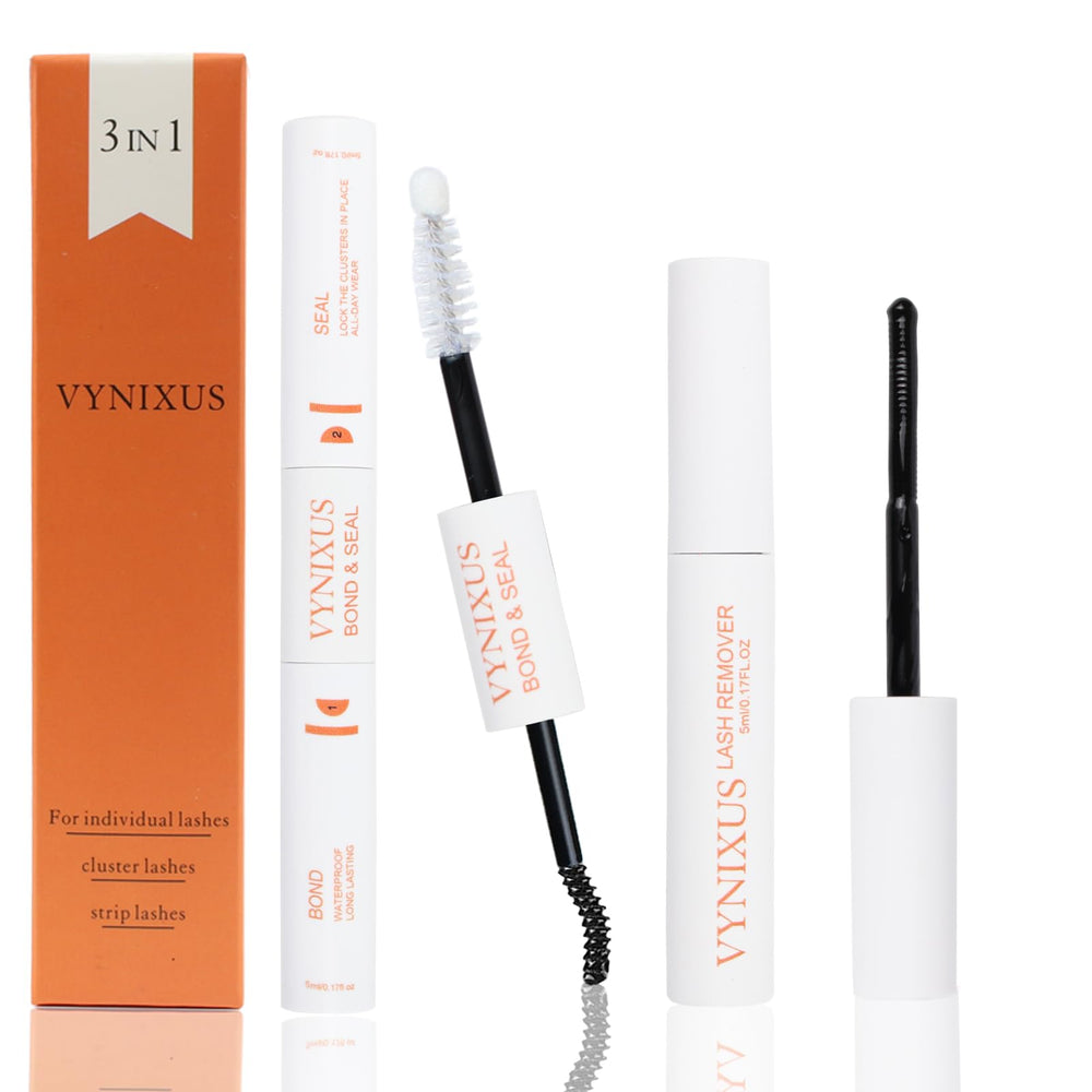 VYNIXUS Lash Bond Seal bottle shows long-hold formula for all-day wear