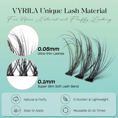 VYRILA Lash Clusters natural to cat-eye styles shown in 8-16mm mix for versatile looks