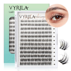 VYRILA Lash Clusters packaging highlights Silk PBT material for at-home salon-quality lashes