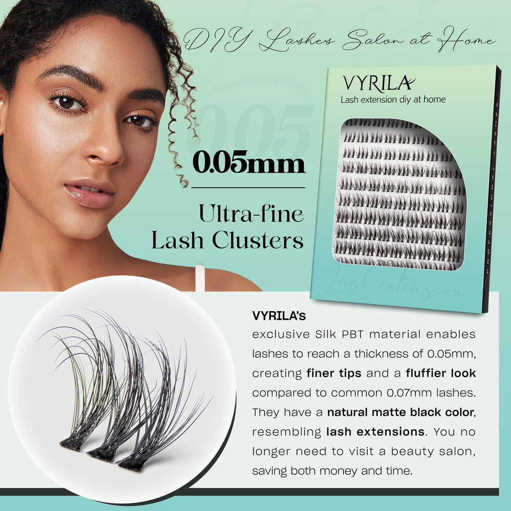 VYRILA Lash Clusters 0.05mm lashes withstand water and heat for durable wear