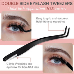 Vznffur curved tweezers close-up for secure lash grip.