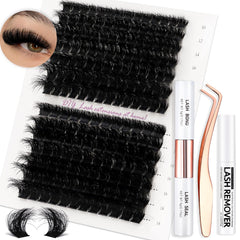 Vznffur Fluffy Lash Extension Kit closeup showcases luxurious clusters for dramatic eyes.