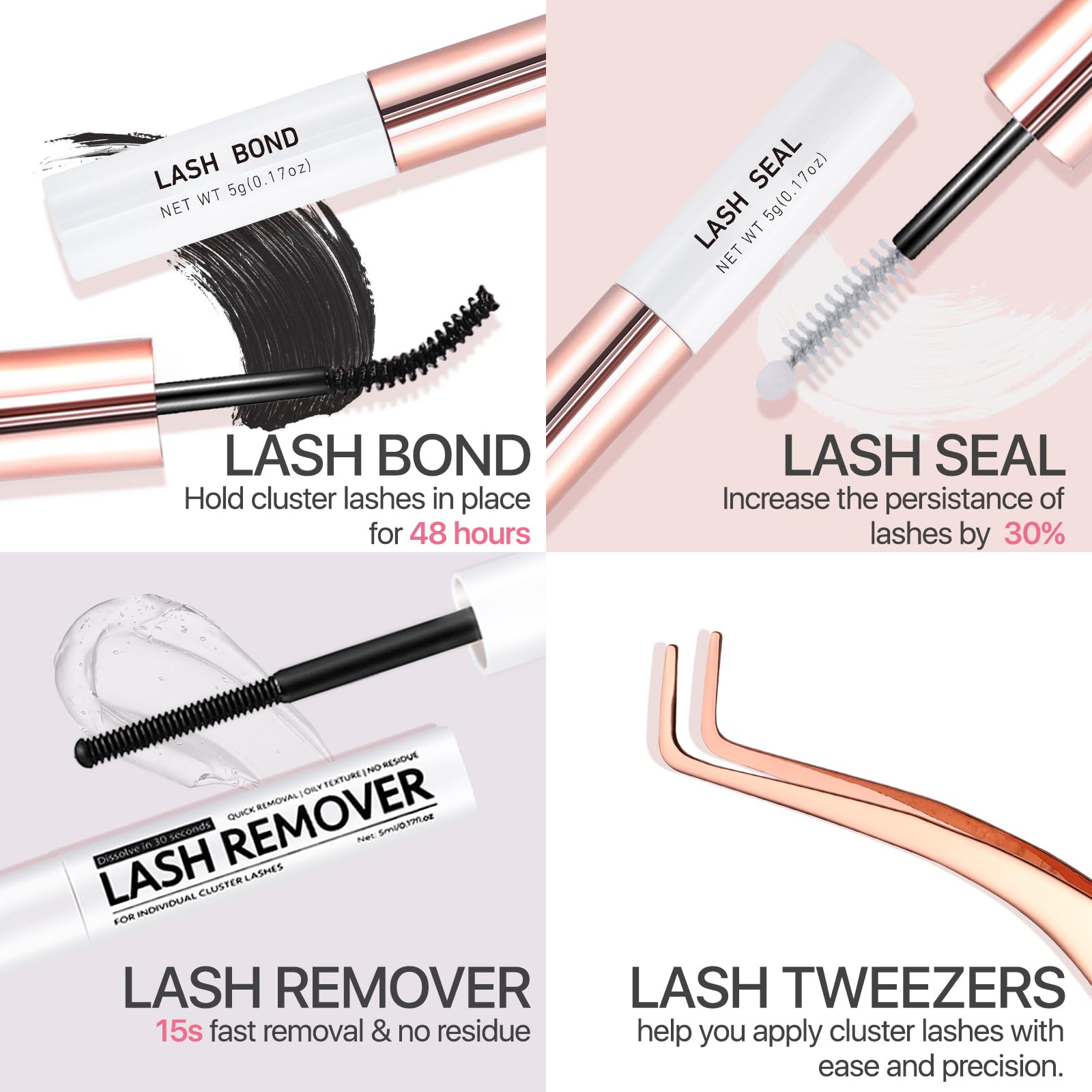 Vznffur Fluffy Lash Extension Kit remover demonstrates safe cleansing to maintain lash health.