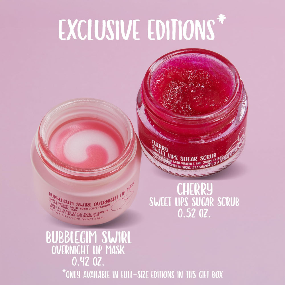W7 Cherry Sugar Scrub jar reveals bright exfoliation for a refreshed pout.