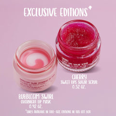 W7 Cherry Sugar Scrub jar reveals bright exfoliation for a refreshed pout.