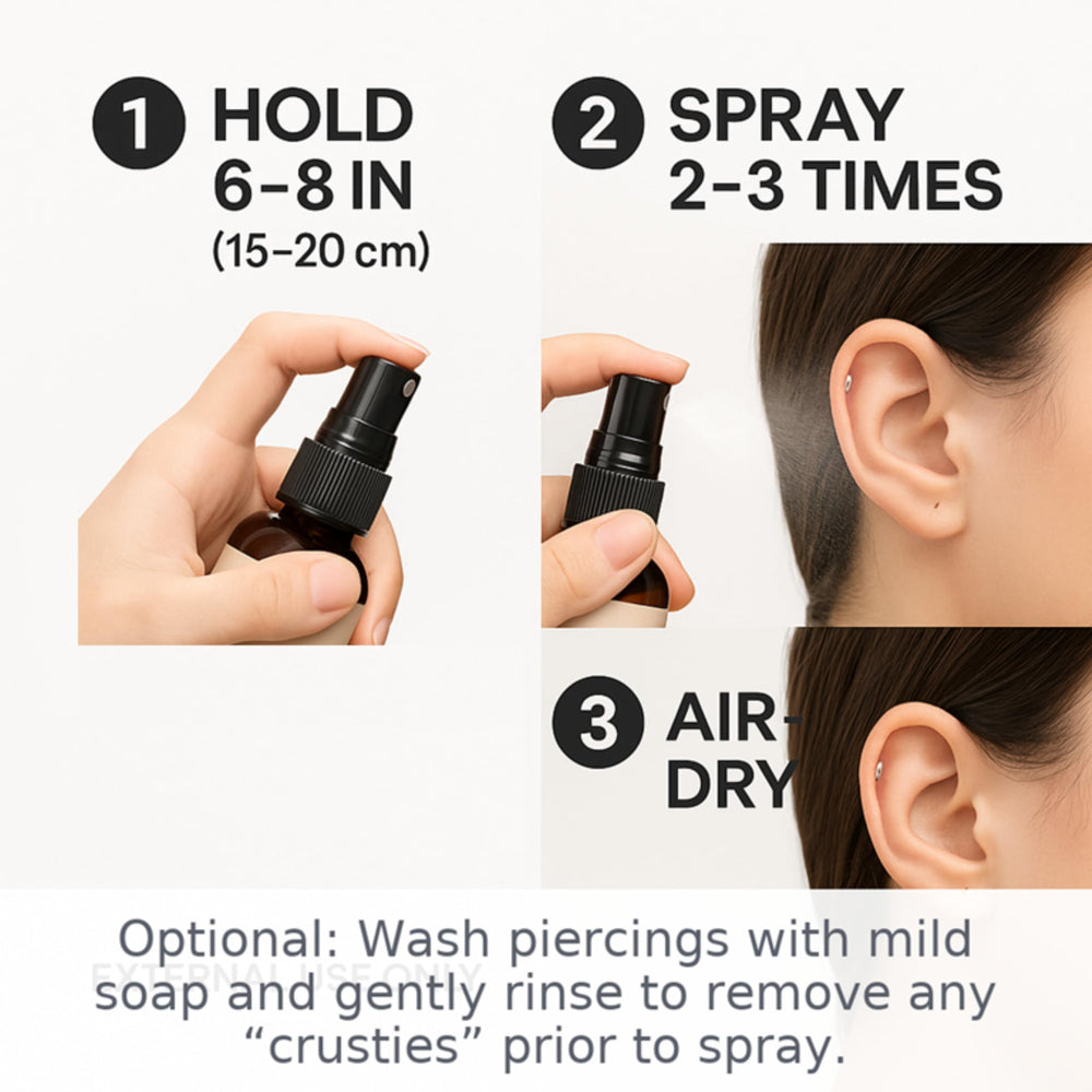 Wacan piercing care USA-made label highlights quality and trusted aftercare.