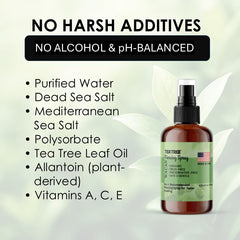 Wacan Tea Tree saline-aftercare spray closeup shows fine mist for broad-area use.