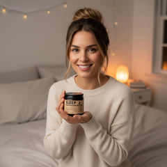 WAESKI Magnesium Butter on legs and feet during nighttime routine