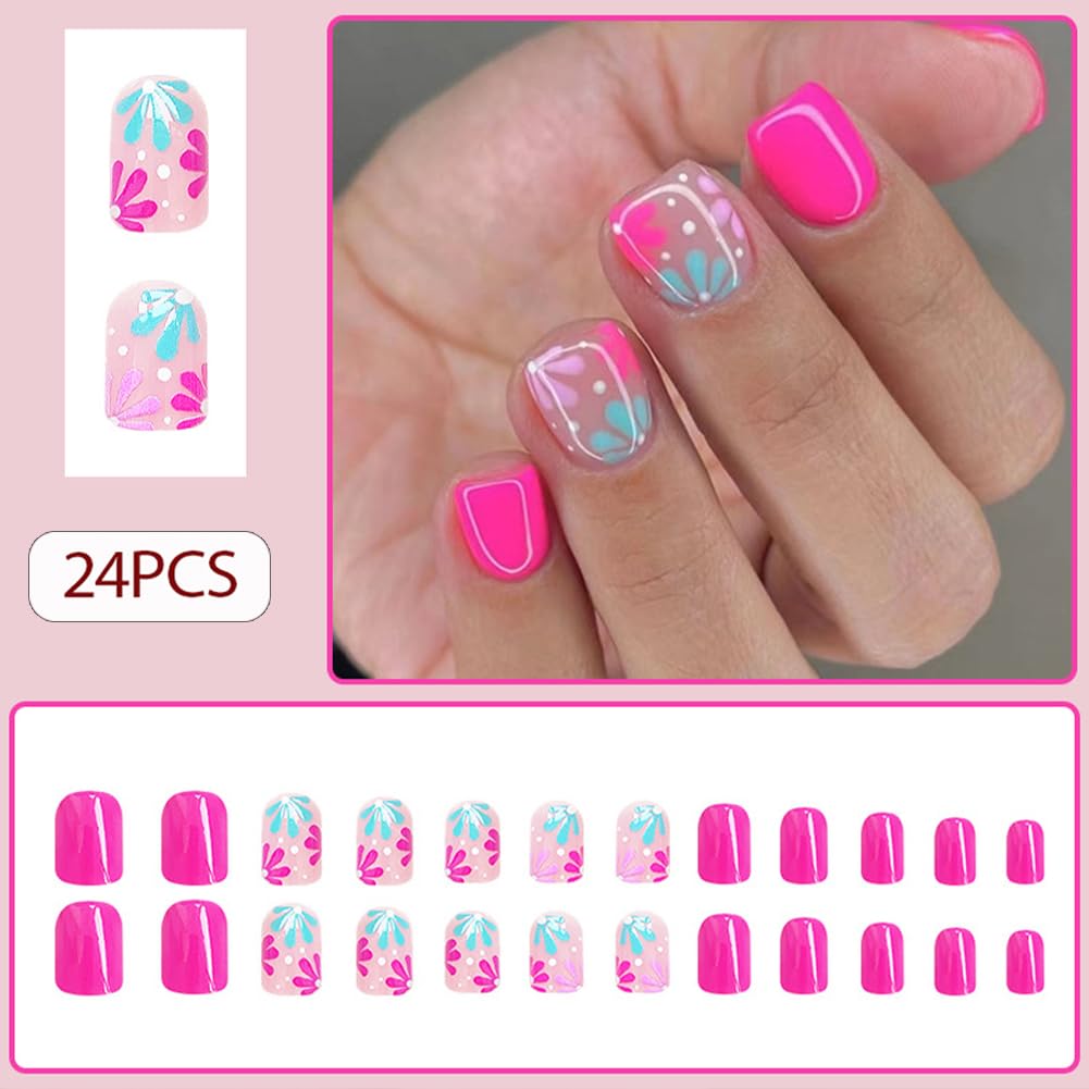 WAFOLOZE press-on nails 24-piece set includes file and jelly glue for at-home nail art