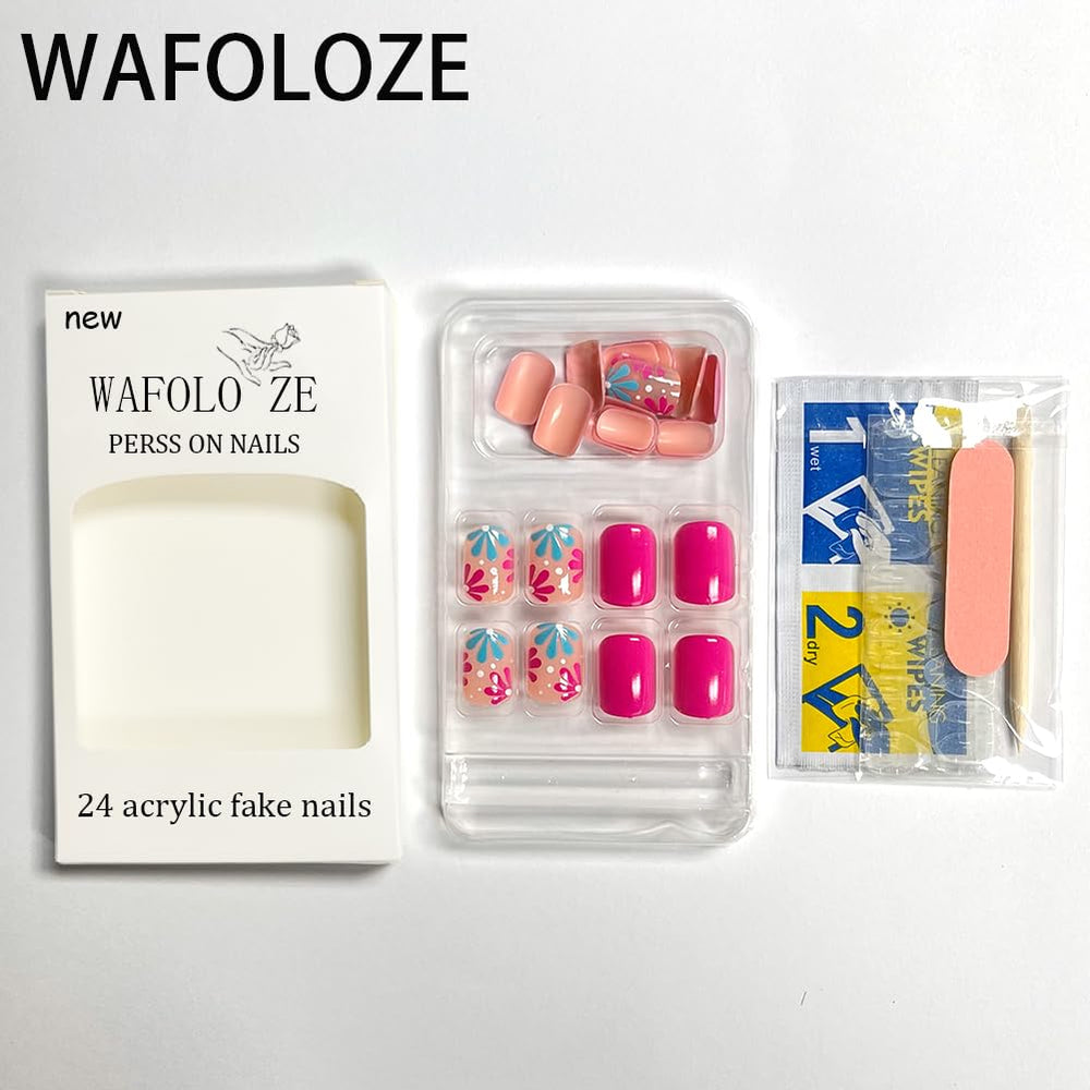 WAFOLOZE press-on nails easy to apply in minutes with durable acrylic finish