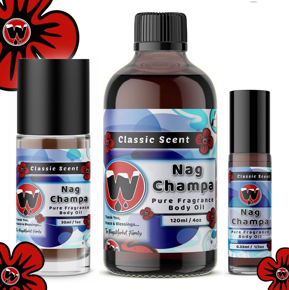 Champa flowers and sandalwood resin ingredients in WagsMarket Nag Champa