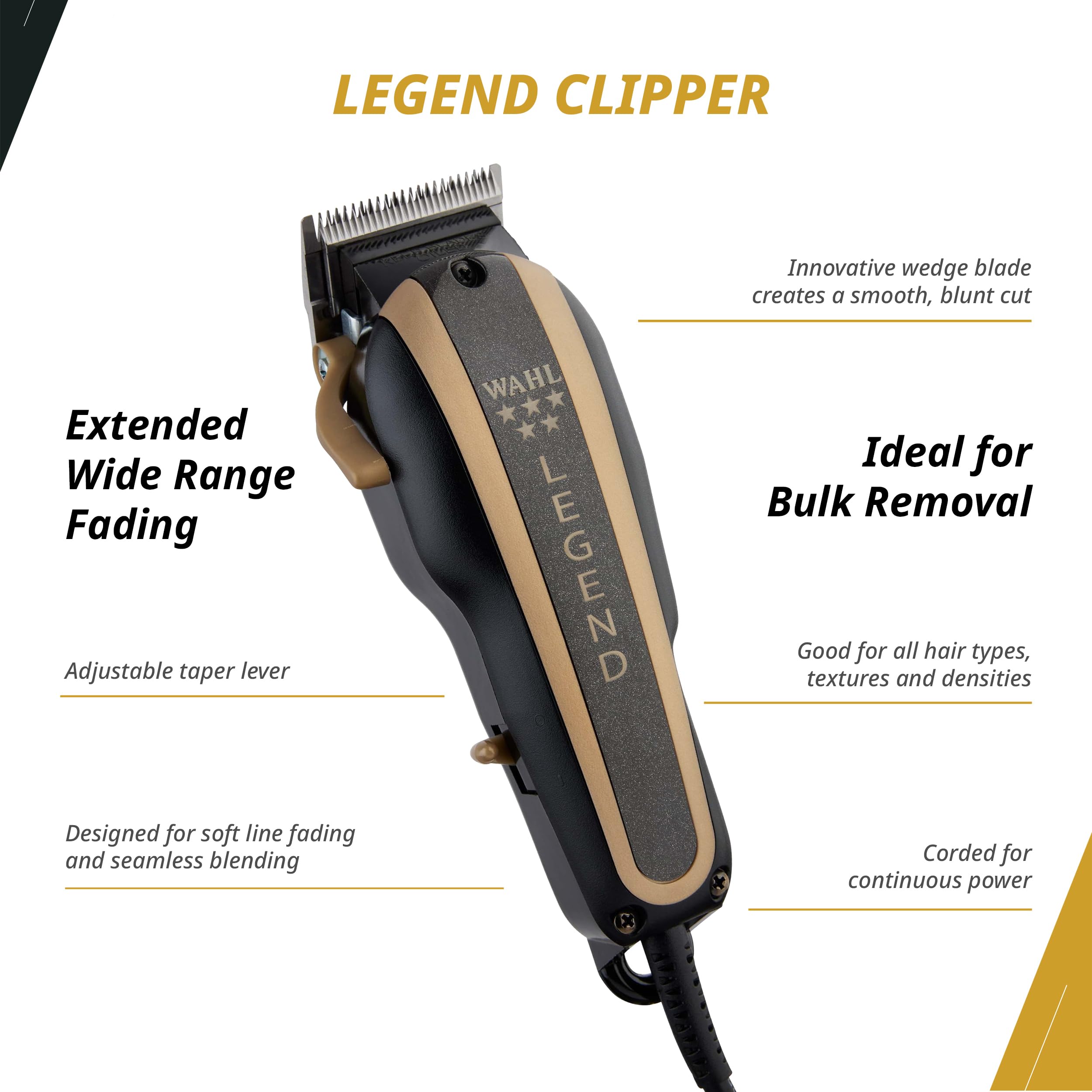 Wahl 5-Star Legend clipper motor detail emphasizes durable power.