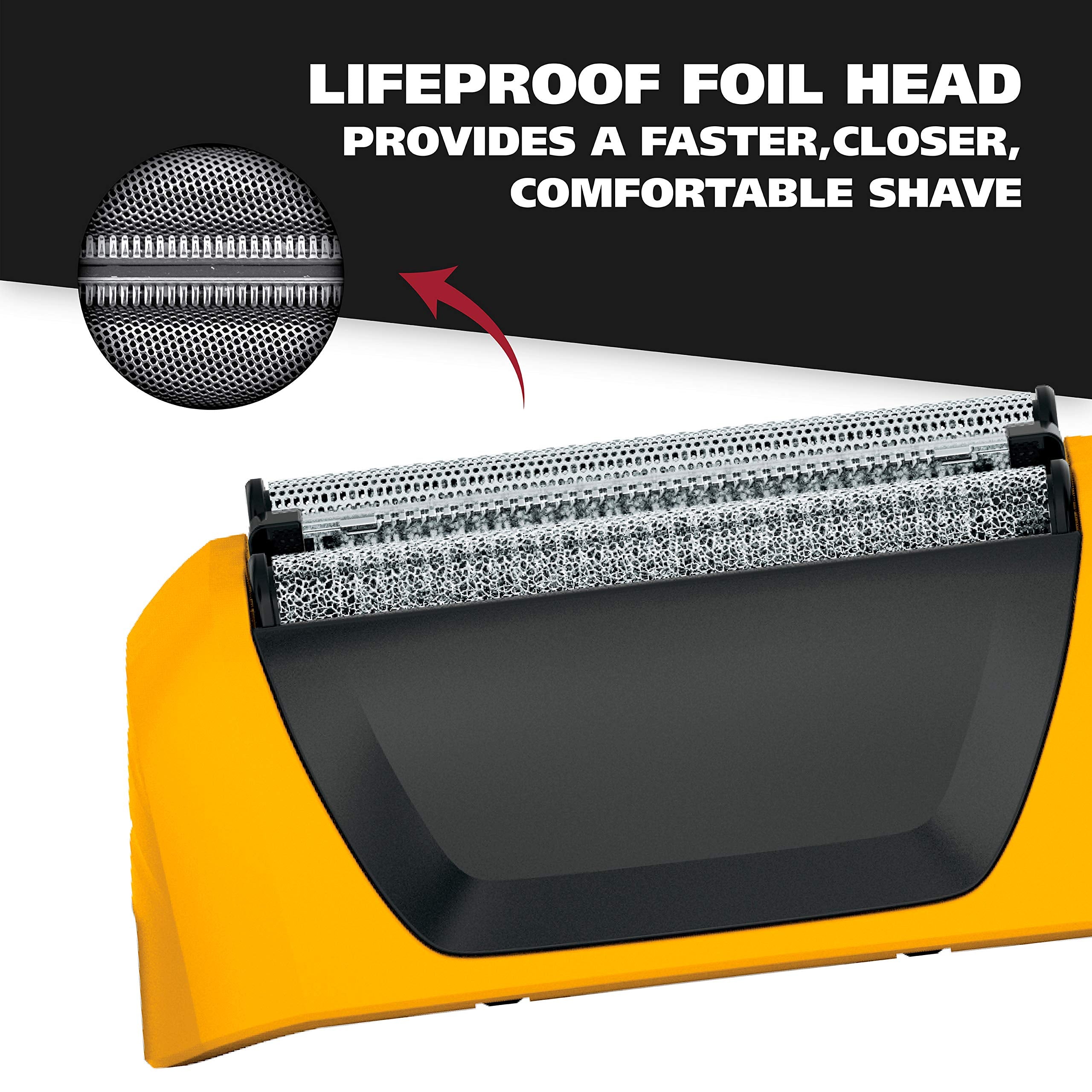 Wahl Lifeproof foil and cutter top view highlighting durable, easy-clean construction.