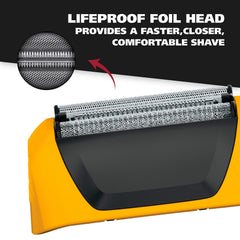 Wahl Lifeproof foil and cutter top view highlighting durable, easy-clean construction.