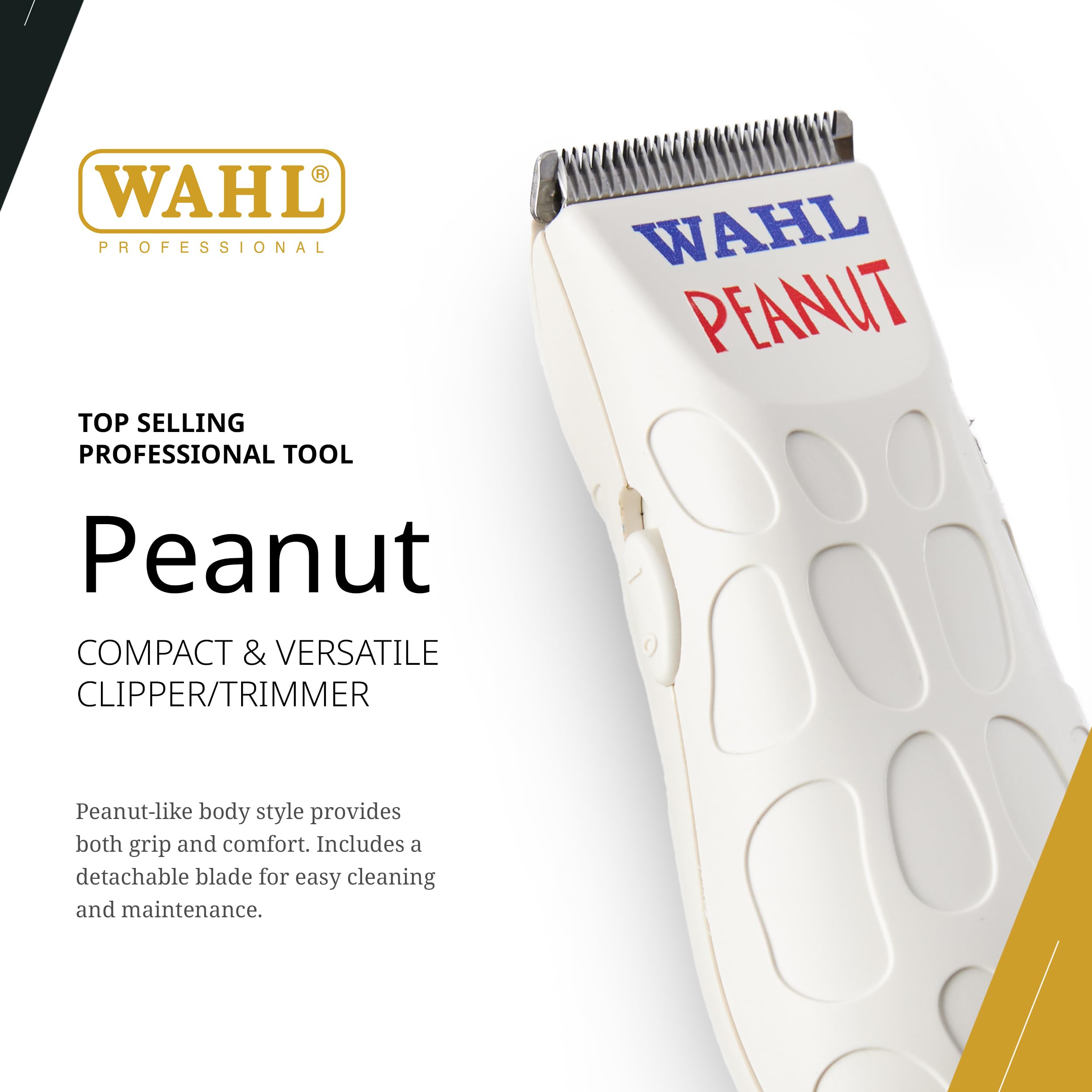 Wahl Peanut Clipper white side-view highlighting portable grooming tool for on-the-go styling