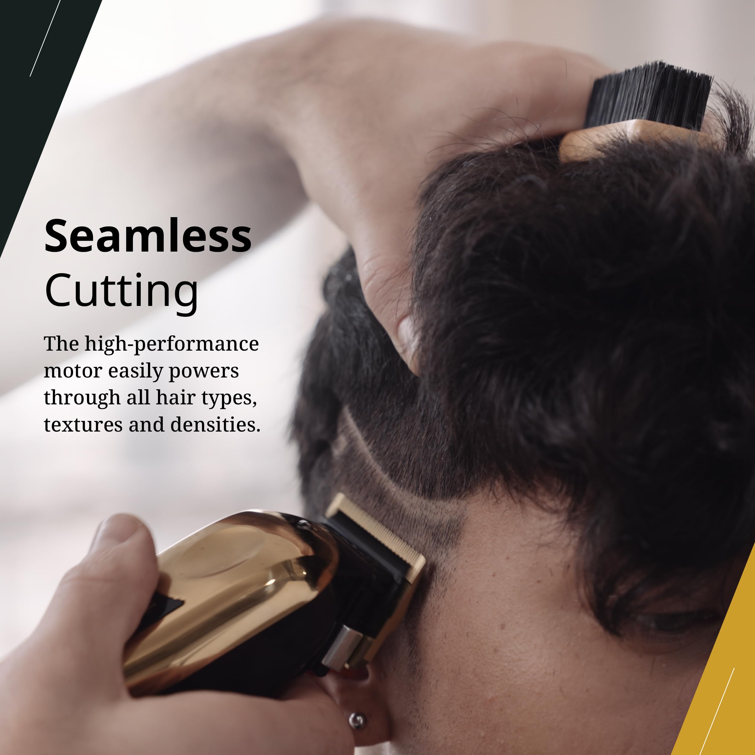 Wahl Professional 5-Star Cordless Magic Clip Gold ergonomic handle supports comfortable all day use.