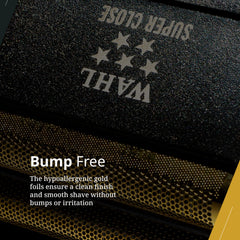 Wahl Professional 5 Star Finale gold foil detail highlighting irritation-free shaving.