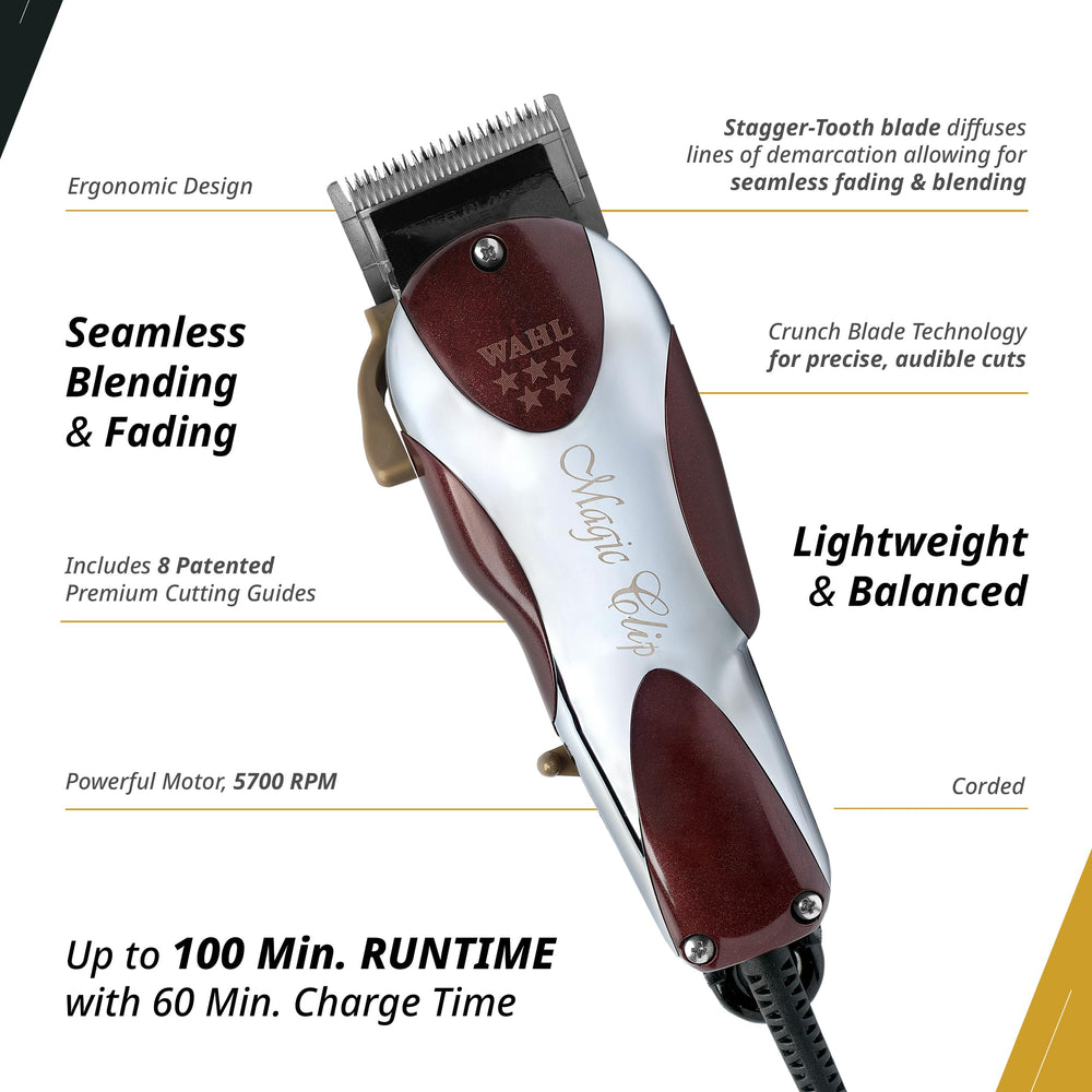 Wahl Professional 5-Star Magic Clip V9000 motor delivers consistent performance during long sessions.