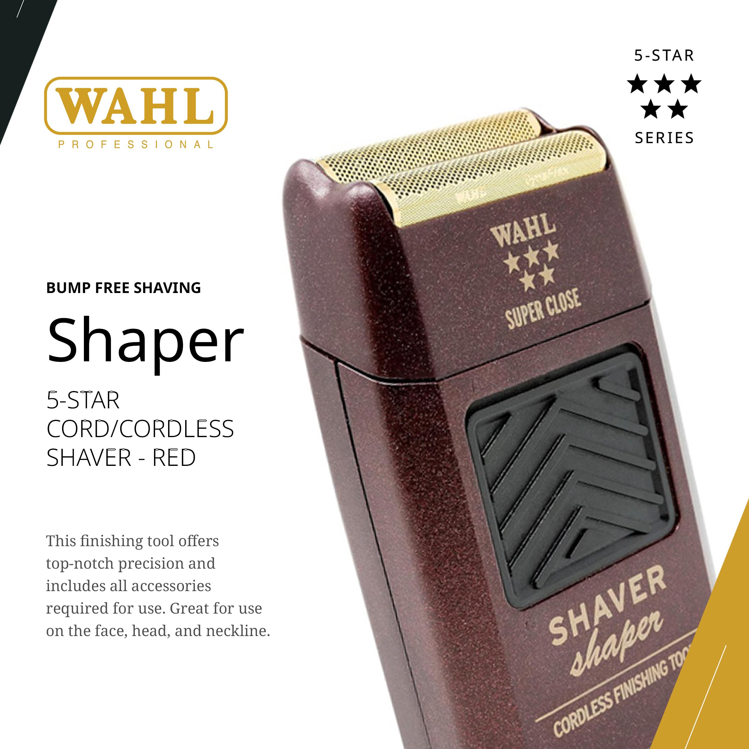 Wahl 5 Star Series shaver side profile showing ergonomic design for comfortable handling.