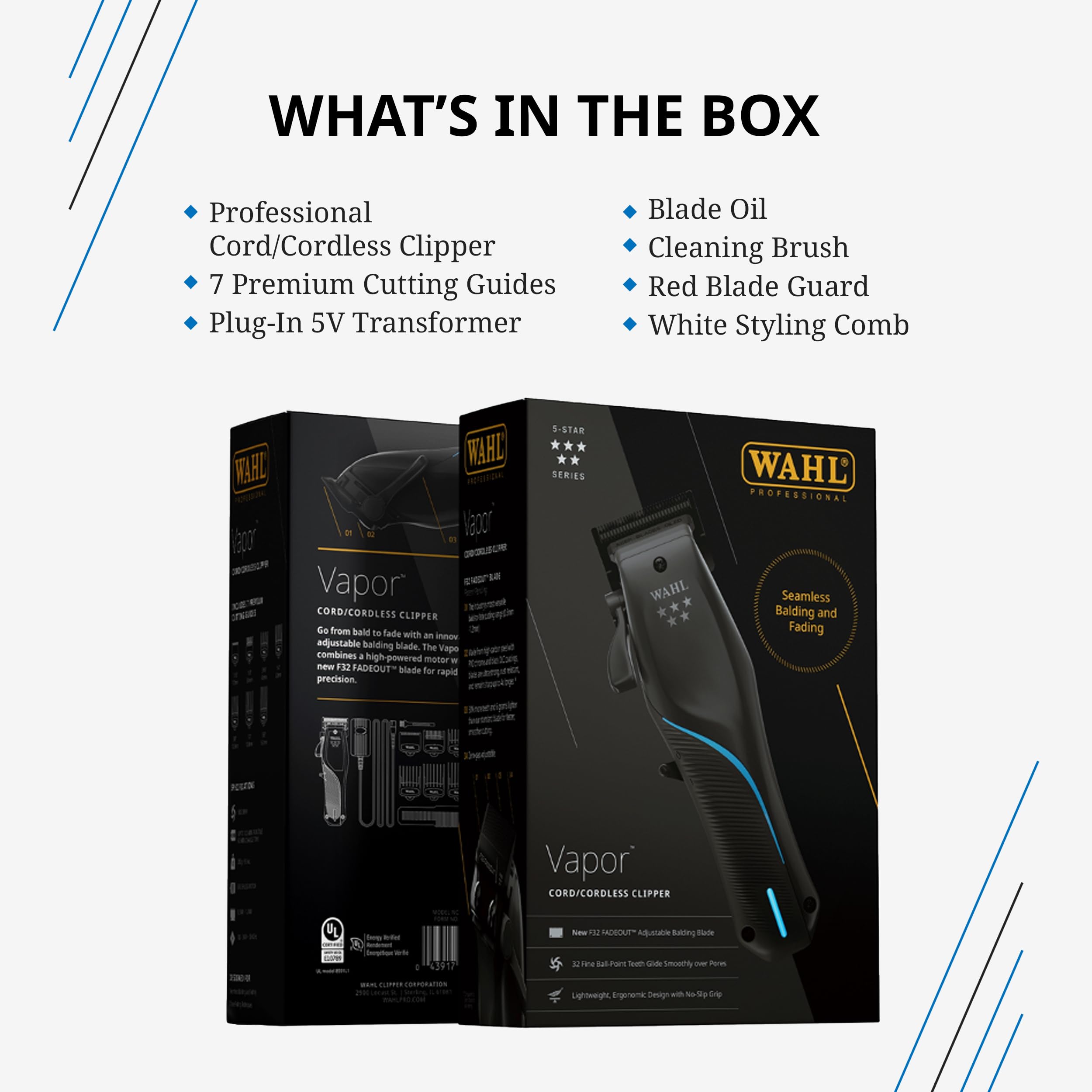 Wahl Professional brushless motor delivers 8000 RPM for smooth, fast cuts