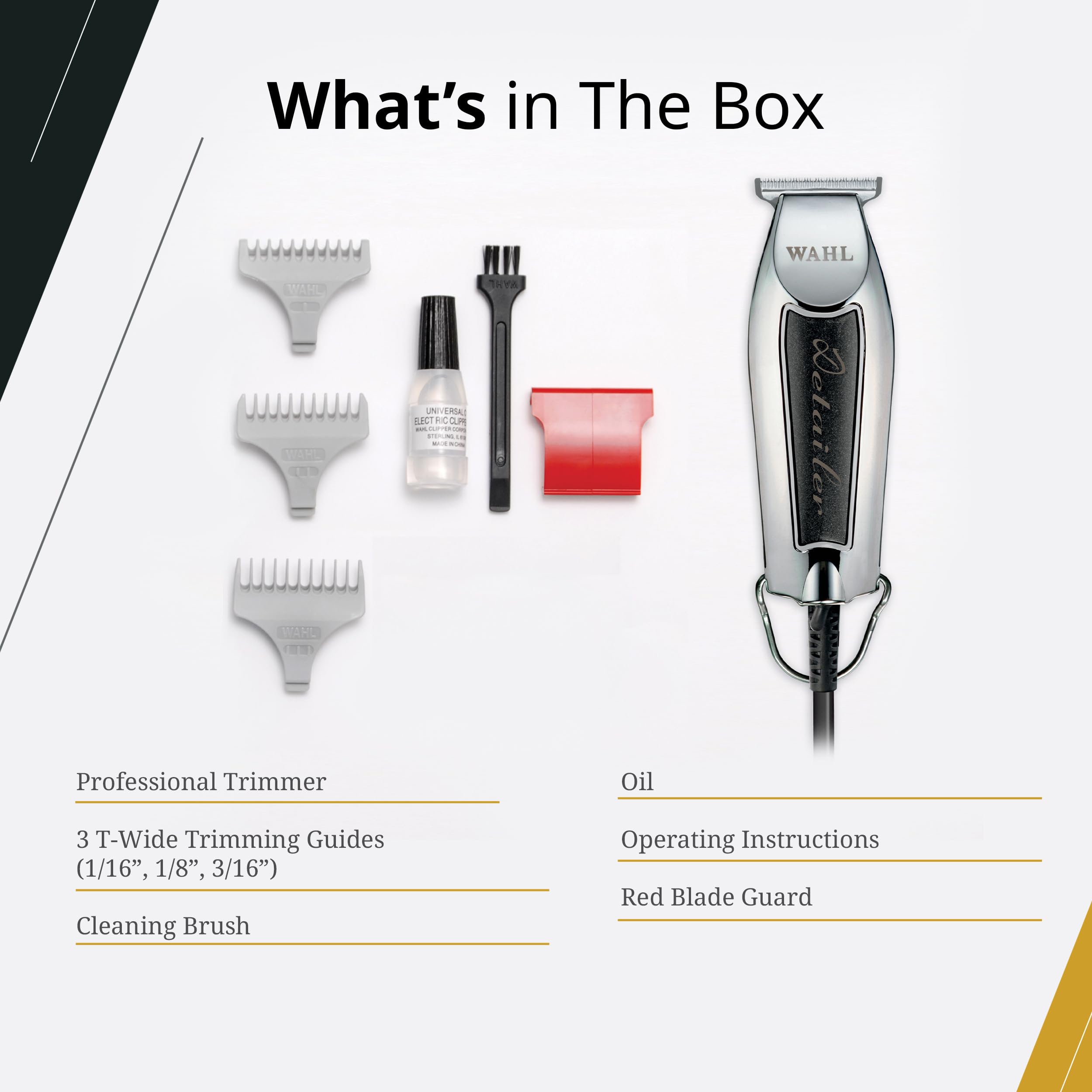 Wahl Professional Detailer Trimmer with styling comb and cleaning brush