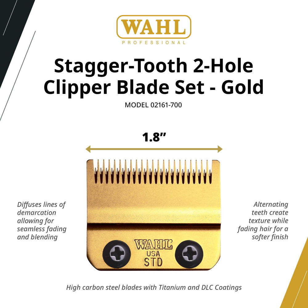 Wahl Professional gold bladeset DLC and titanium coating closeup.