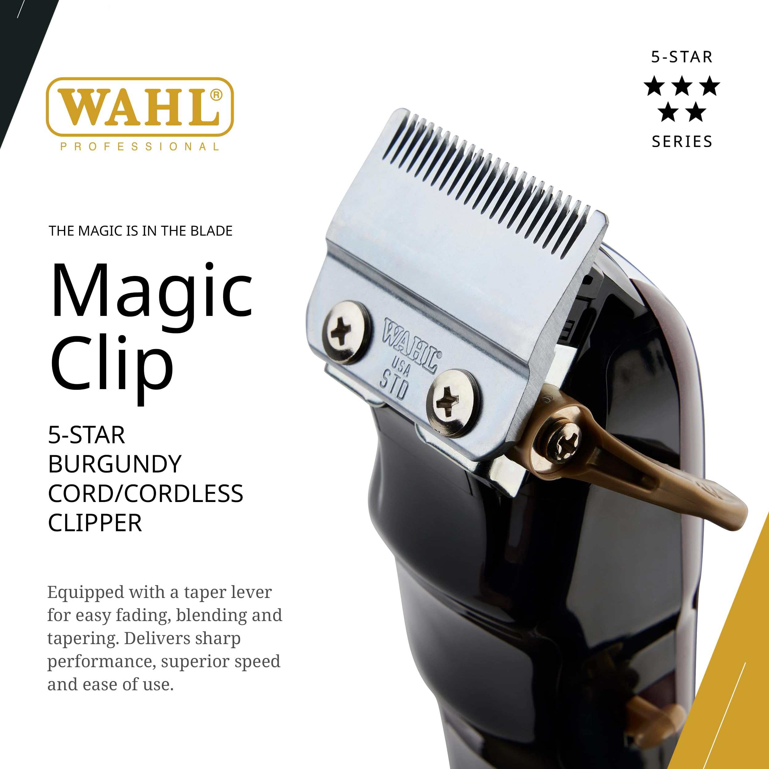 Wahl Magic Clip stagger-tooth blade enables seamless fades with professional precision