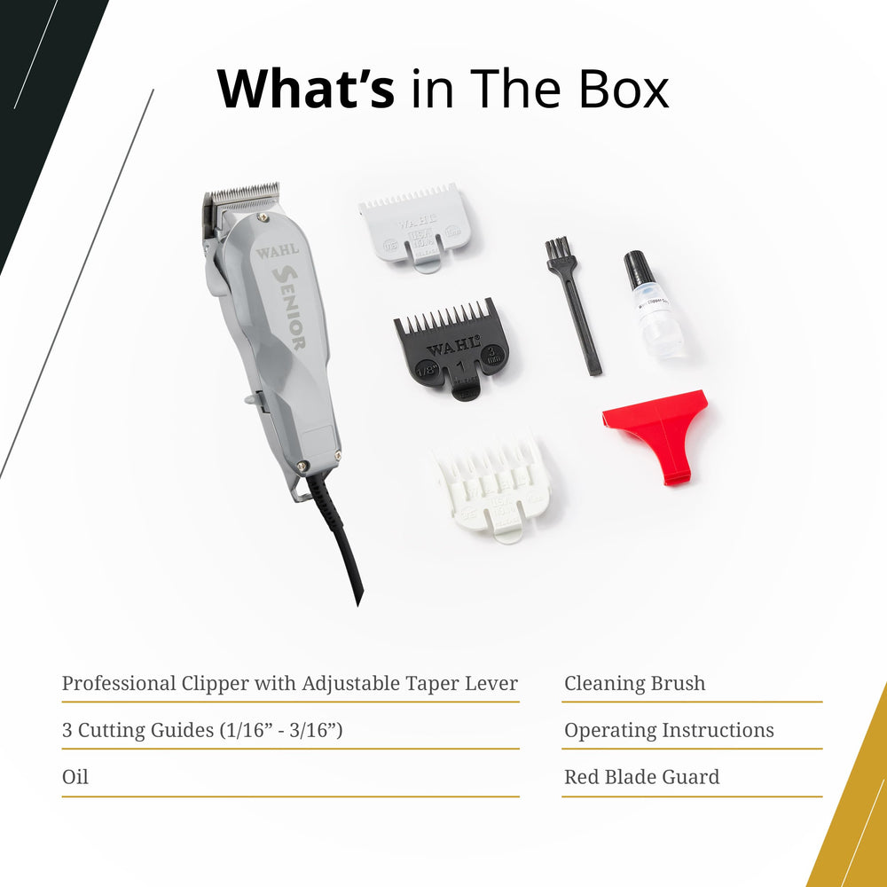Wahl Senior Clipper cleaning brush in use for quick upkeep between clients.