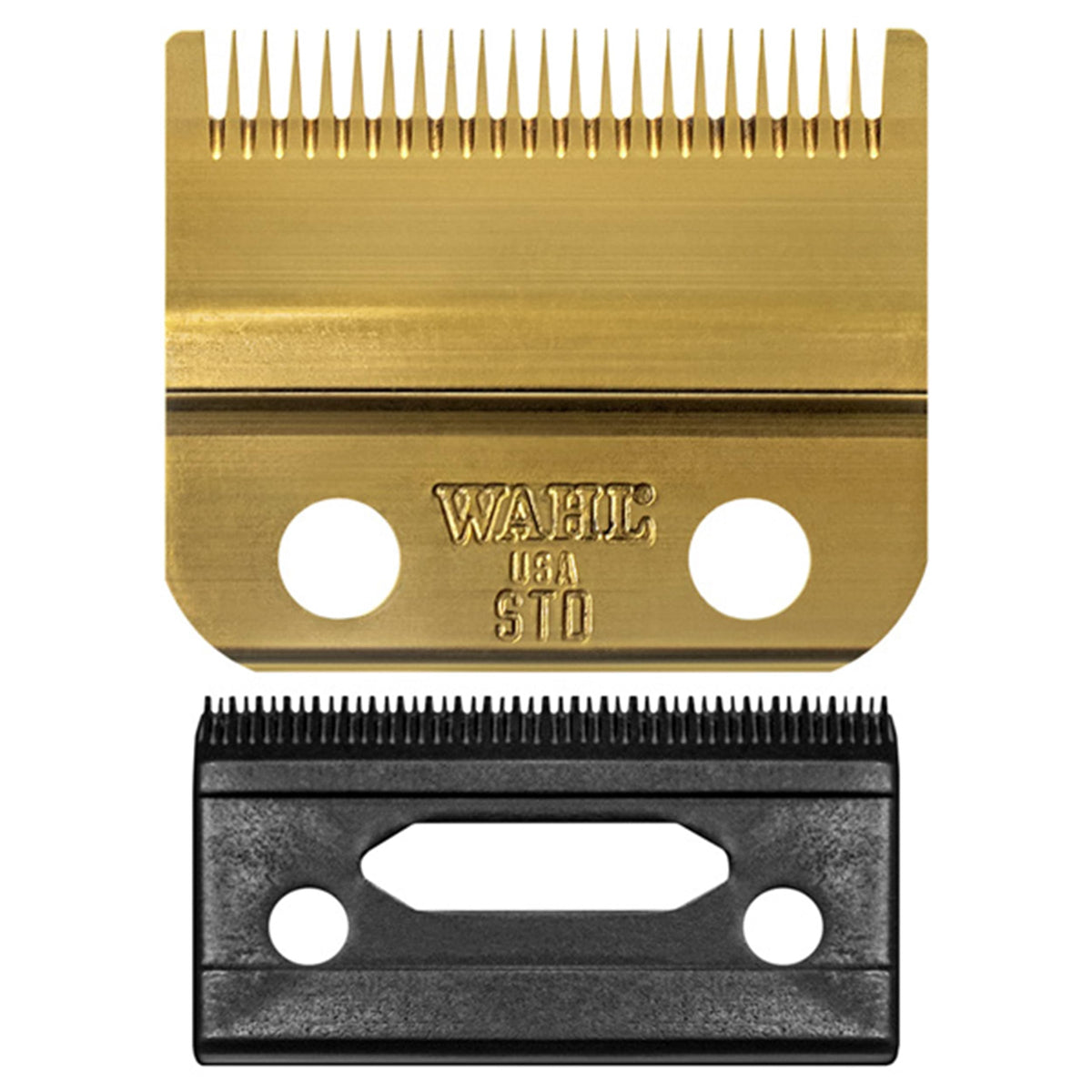 Wahl Professional stagger-tooth gold bladeset closeup for precise blending.