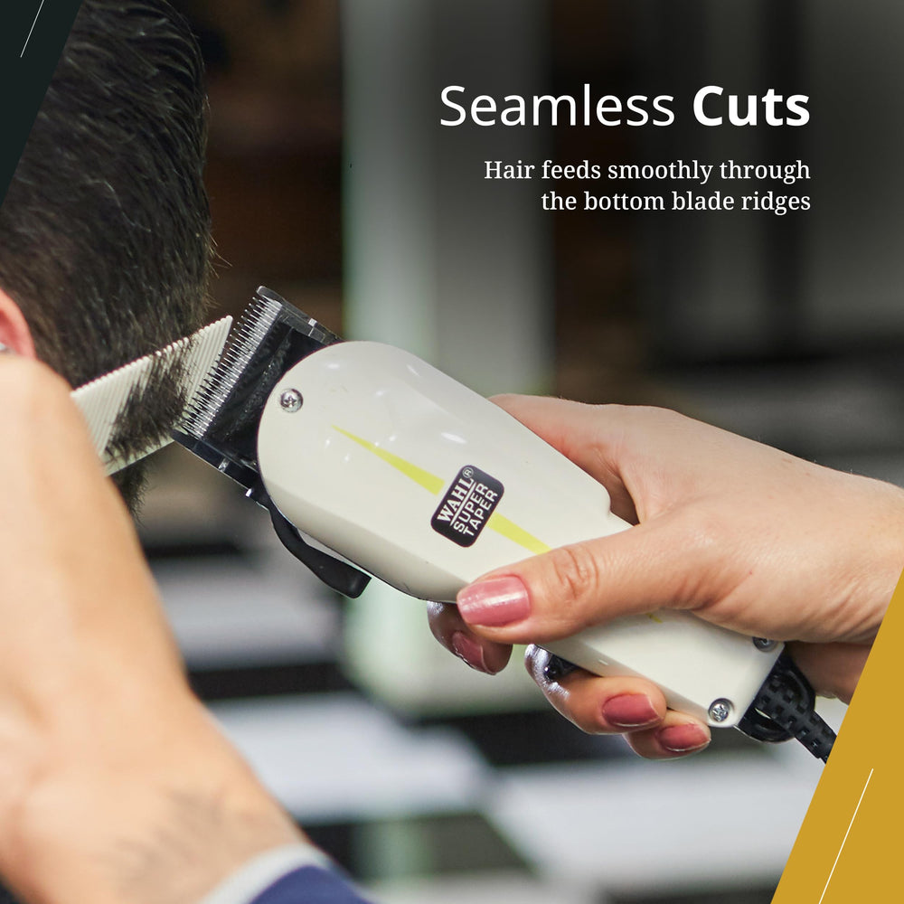 Wahl Professional USA-made blade closeup demonstrates manufacturing quality for precise, durable performance.