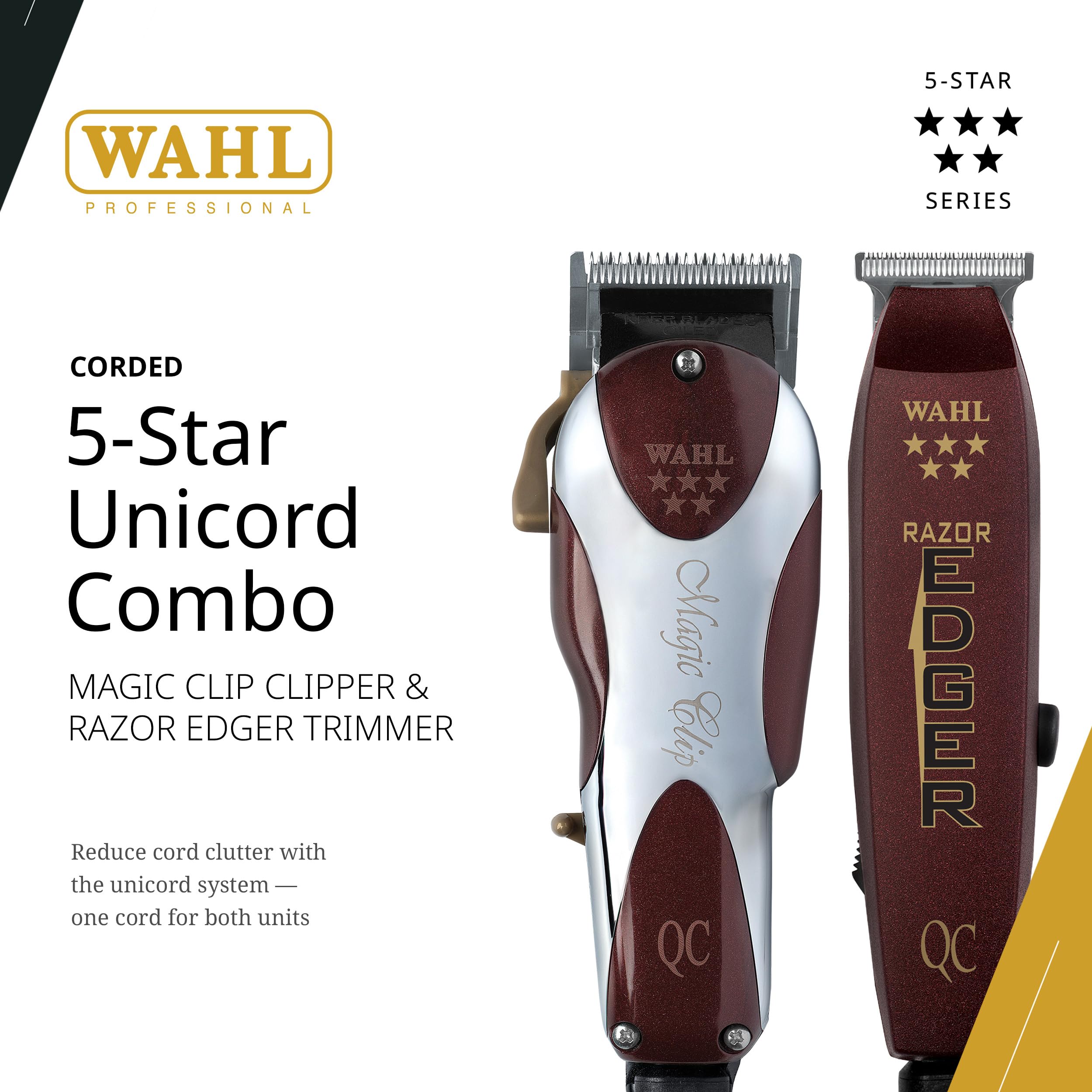 Wahl Professional Unicord Combo clipper side view highlighting ergonomic grip for comfortable use