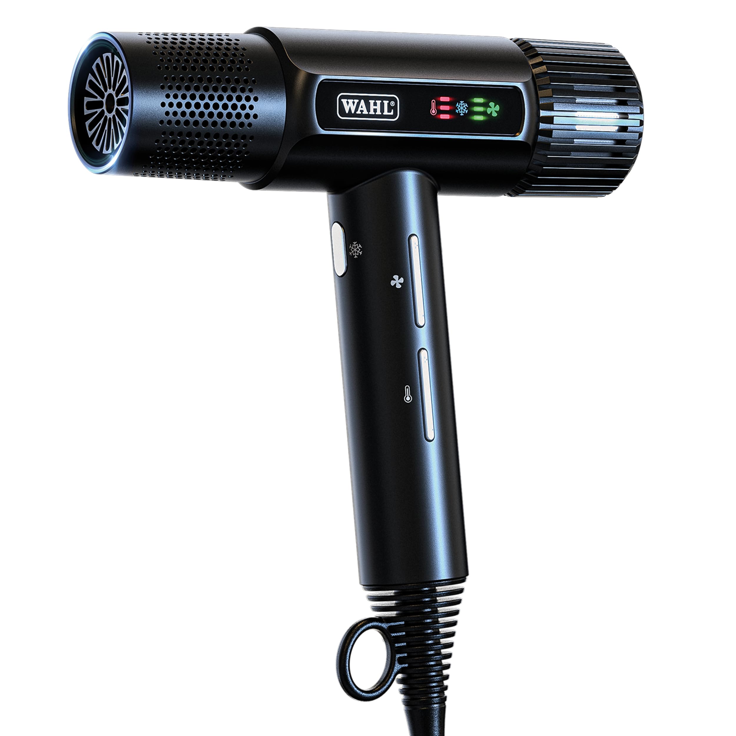 Wahl Professional Vanquish hair dryer showing controlled airflow for fast, even drying
