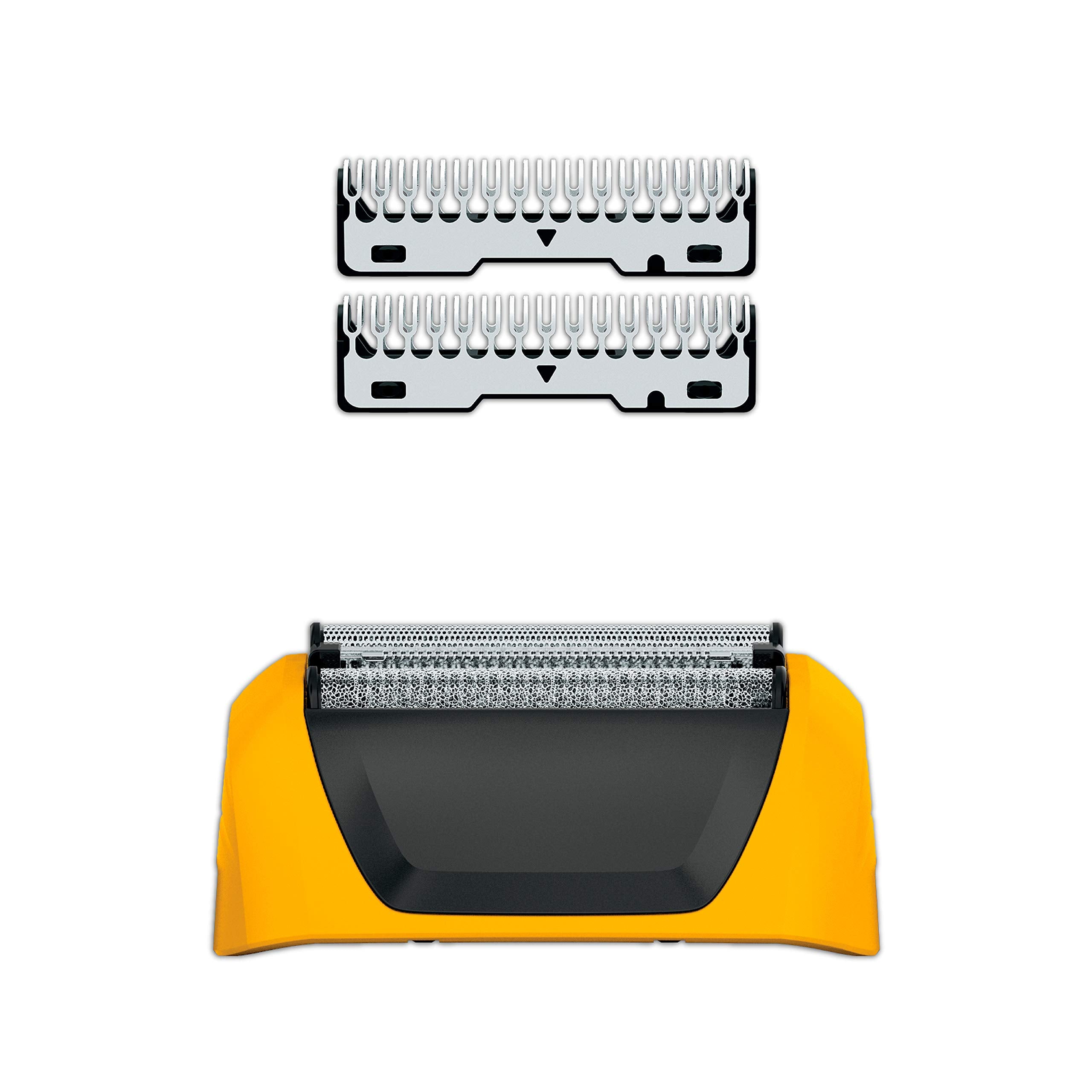Wahl Yellow Lifeproof foil head closeup with hygienic stainless steel design.