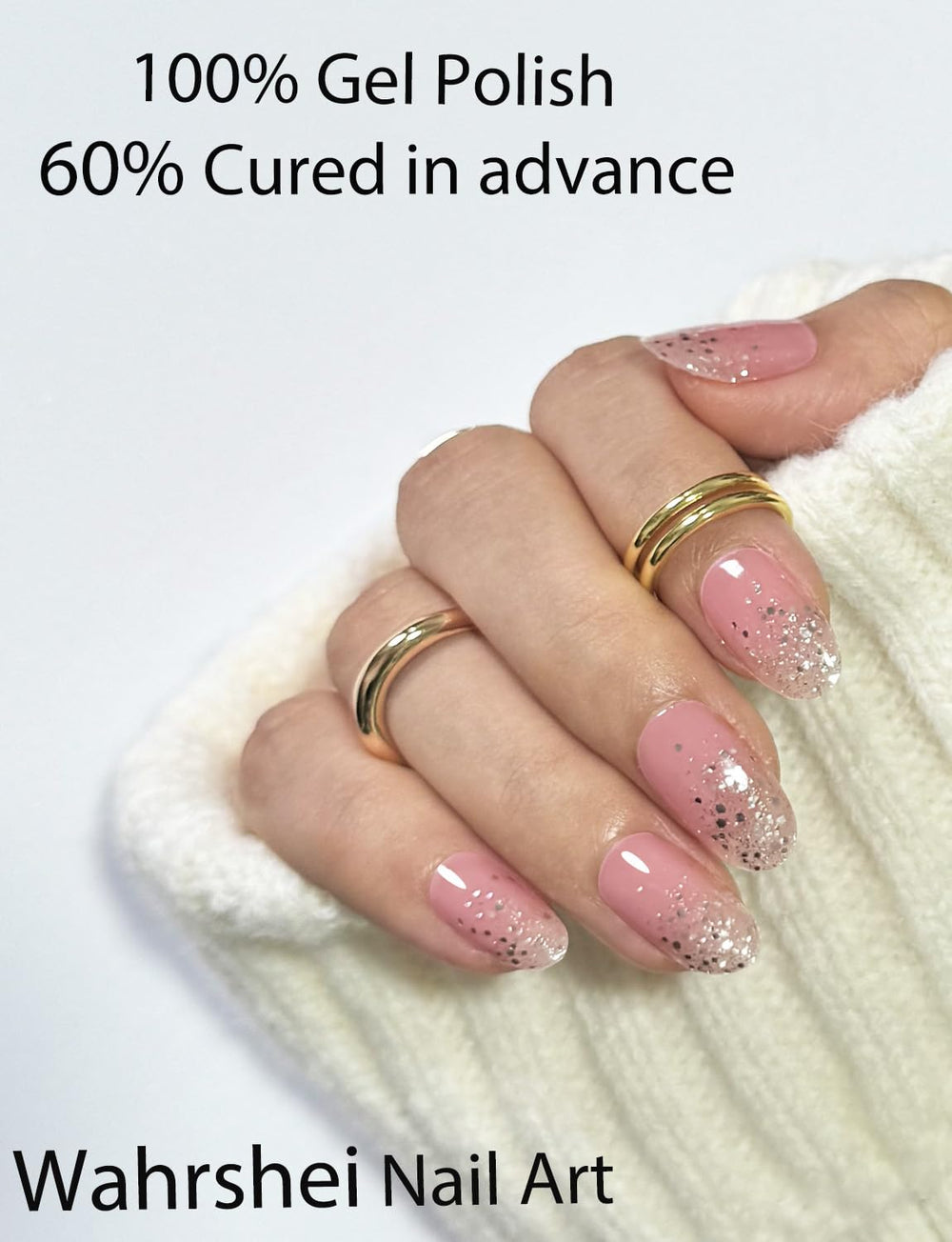 Wahrshei gel nail strips French sequin finish delivers salon-like shine.