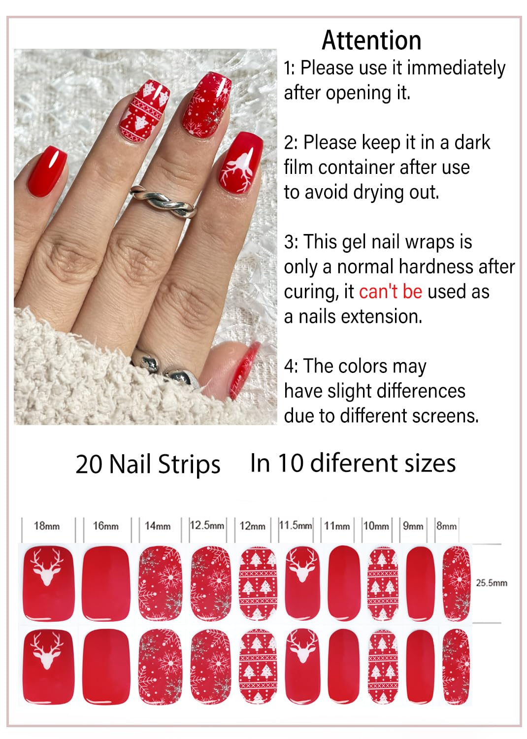 Wahrshei packaging shows 20 semi cured gel nail wraps for quick home manicure